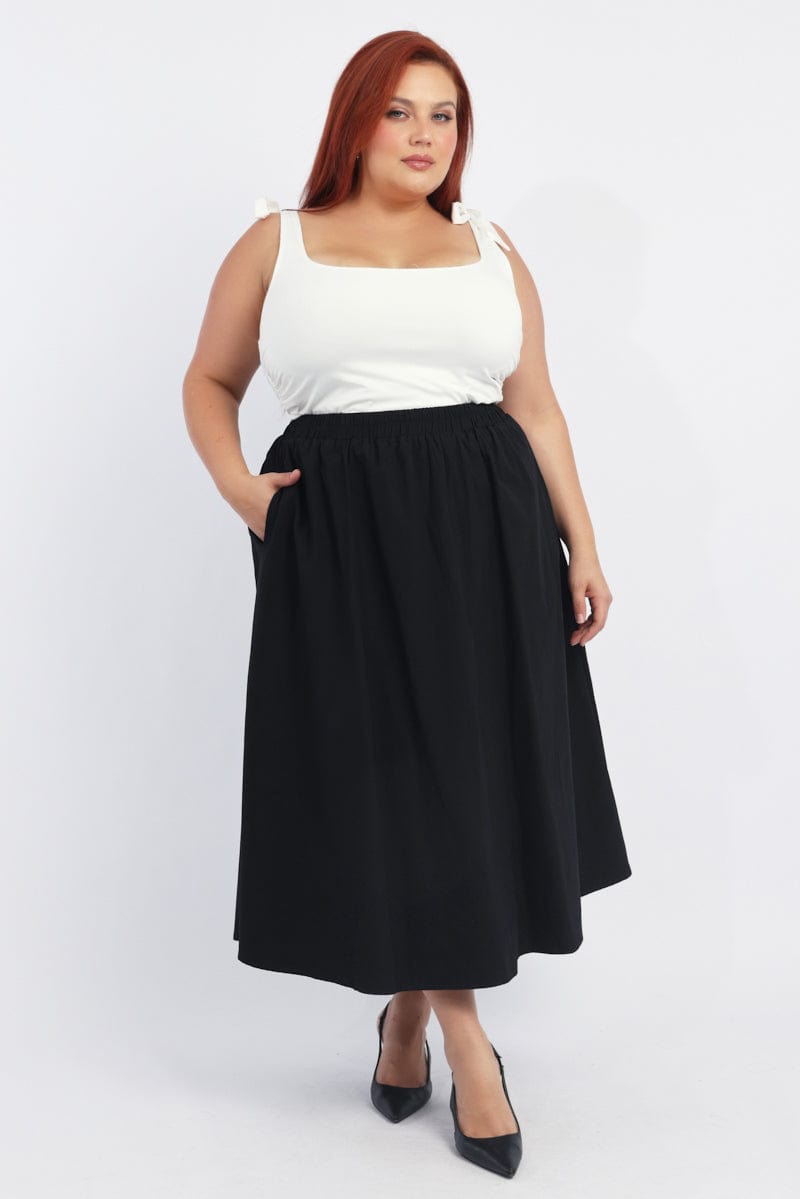 Plus Size Women's Full Midi Skirts Pleated A Line Plus Size