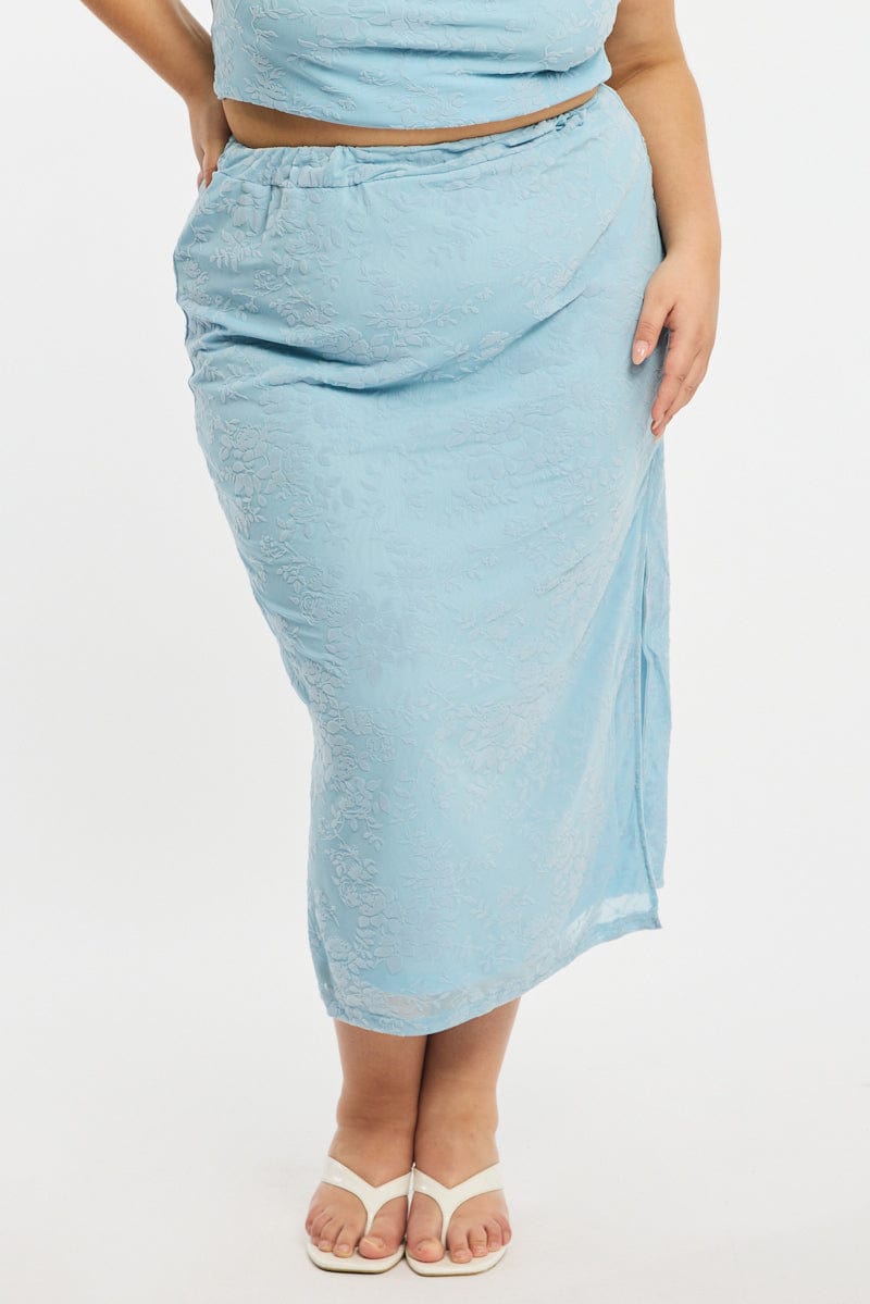 Blue Mesh Midi Skirt for YouandAll Fashion