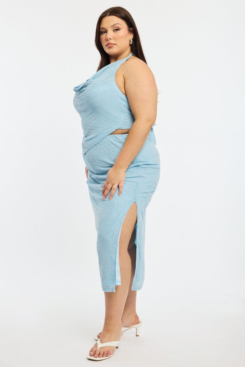 Blue Mesh Midi Skirt for YouandAll Fashion