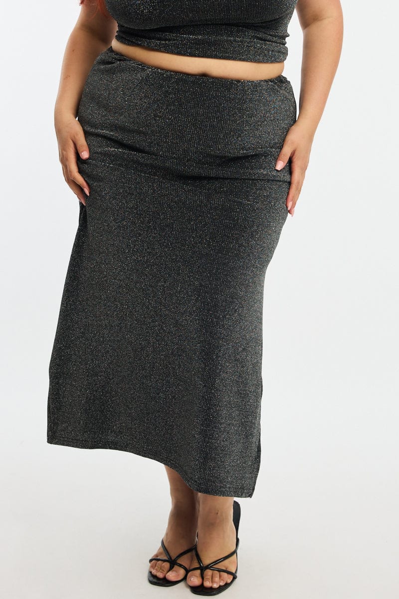 Metallic Mesh Midi Skirt for YouandAll Fashion