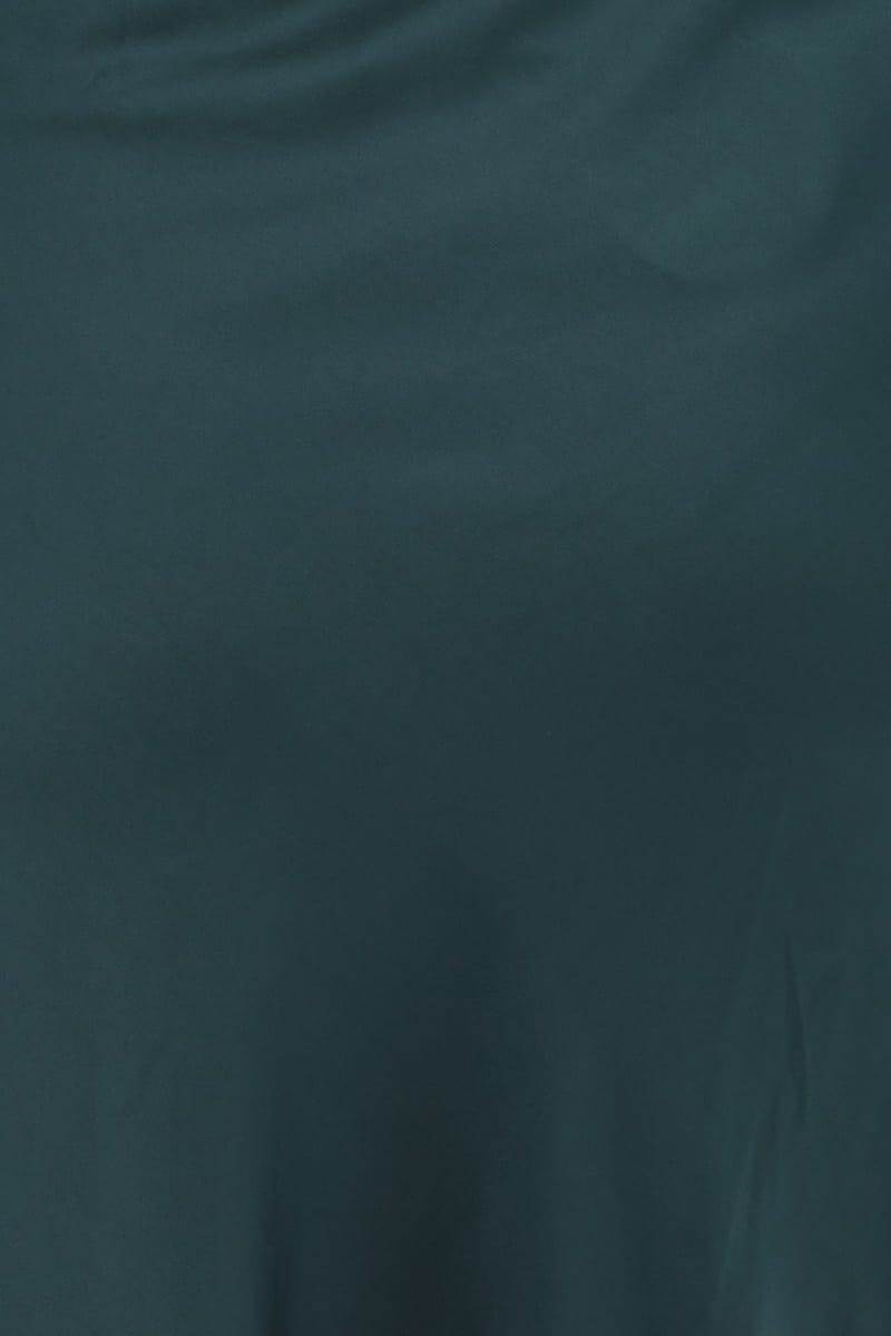 Green Midi Skirt High Waist Split Satin for YouandAll Fashion