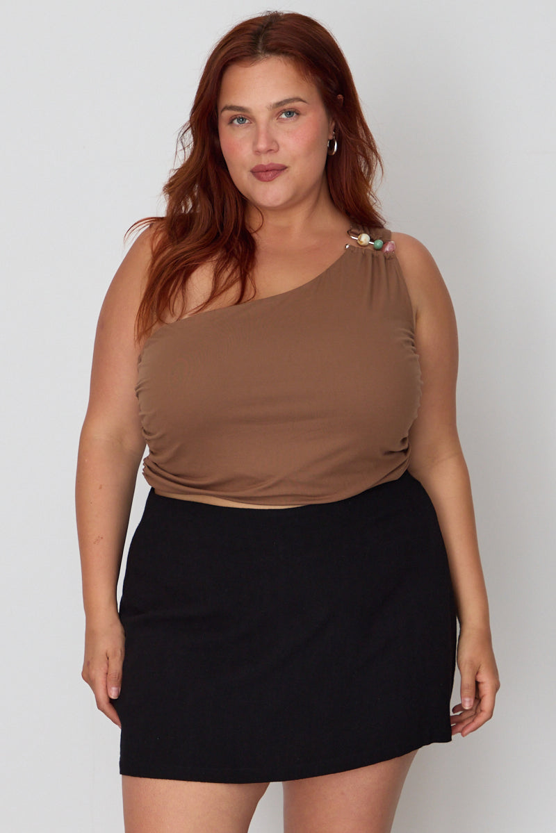 Black Mini Skorts Linen Blend for YouandAll Fashion
