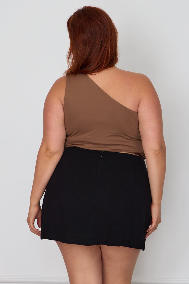Black Mini Skorts Linen Blend for YouandAll Fashion