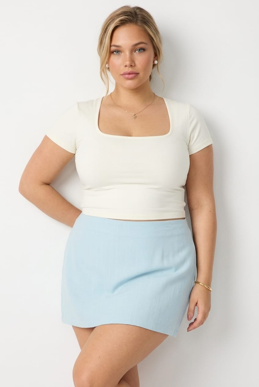 Blue Mini Skorts Linen Blend for YouandAll Fashion