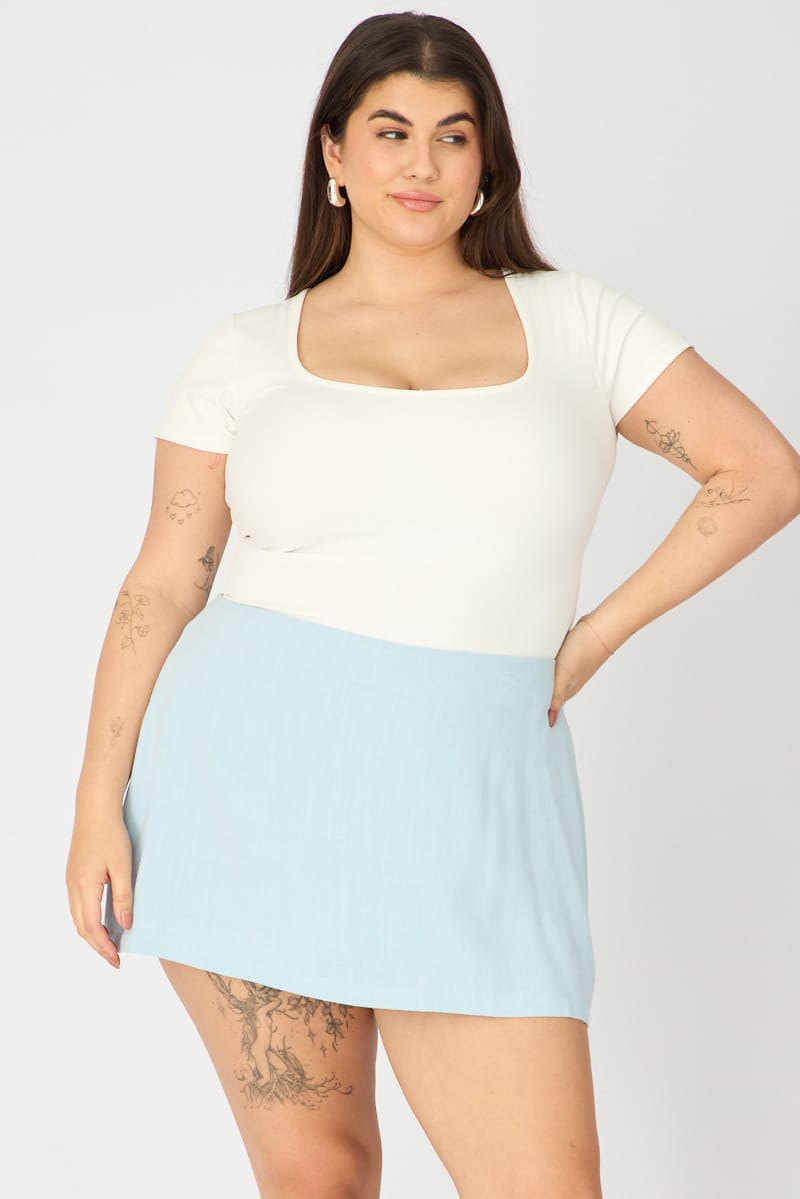 Blue Mini Skorts Linen Blend for YouandAll Fashion