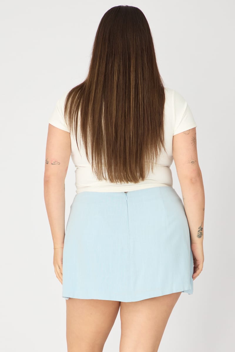 Blue Mini Skorts Linen Blend for YouandAll Fashion