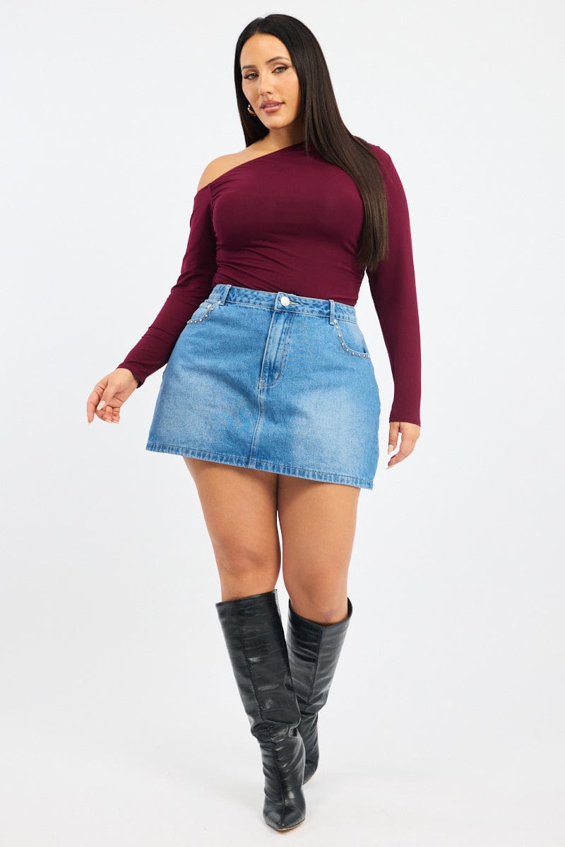 Denim Studded Mini Skirt for YouandAll Fashion