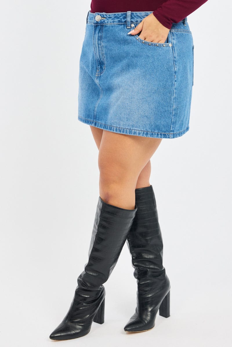 Denim Studded Mini Skirt for YouandAll Fashion