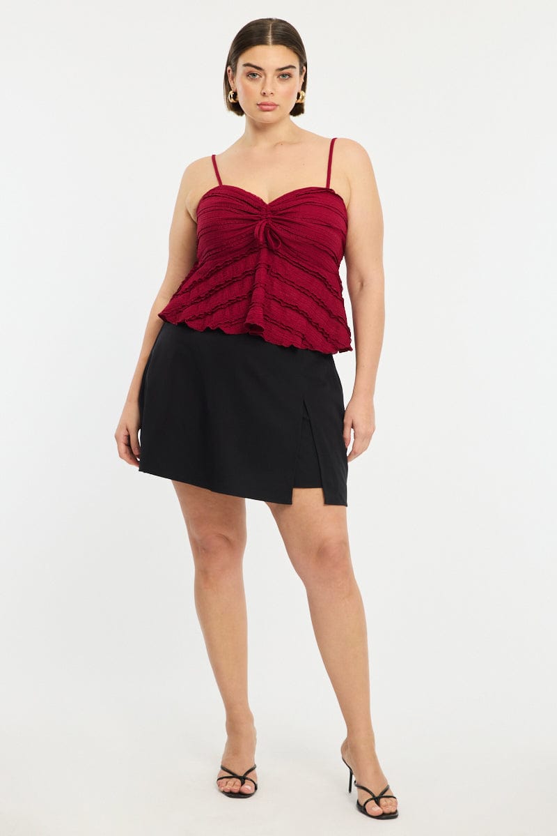 Black Mini Skirt Shorts Inserted Side Slit for YouandAll Fashion