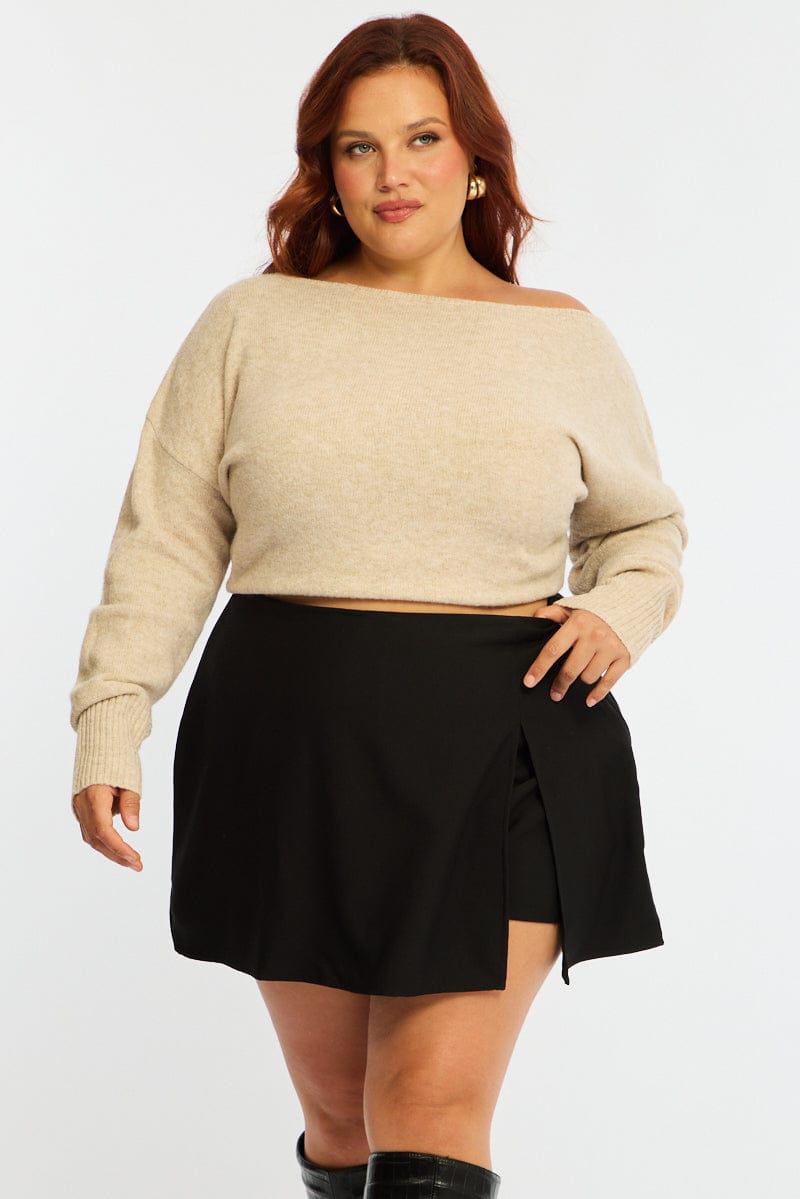 Black Mini Skort Side Split for YouandAll Fashion