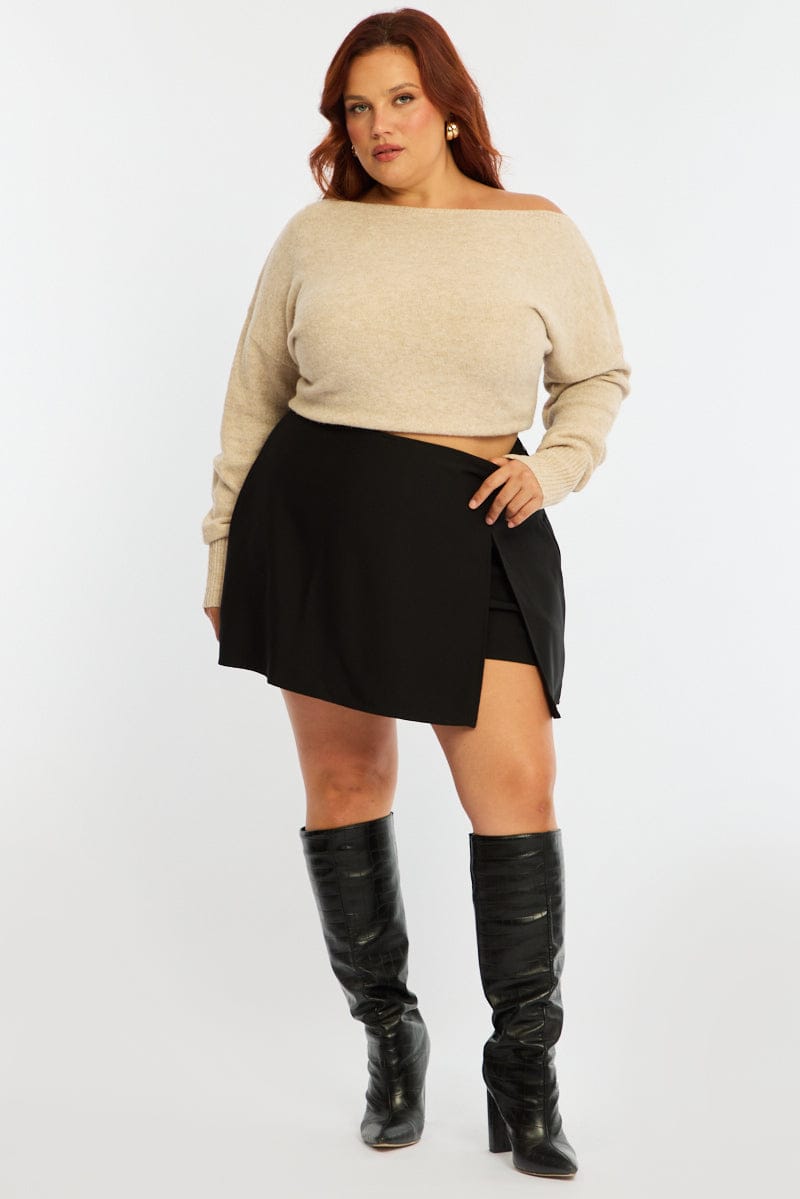 Black Mini Skort Side Split for YouandAll Fashion