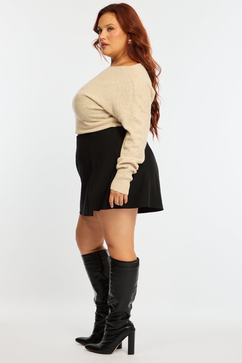 Black Mini Skort Side Split for YouandAll Fashion
