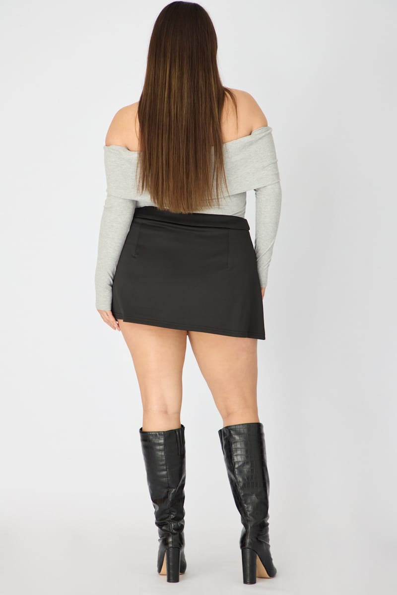 Black Soft Touch Mini Skirt Slit for YouandAll Fashion