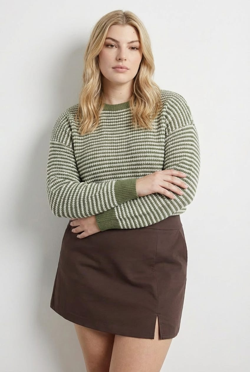 Brown Soft Touch Mini Skirt Slit for YouandAll Fashion