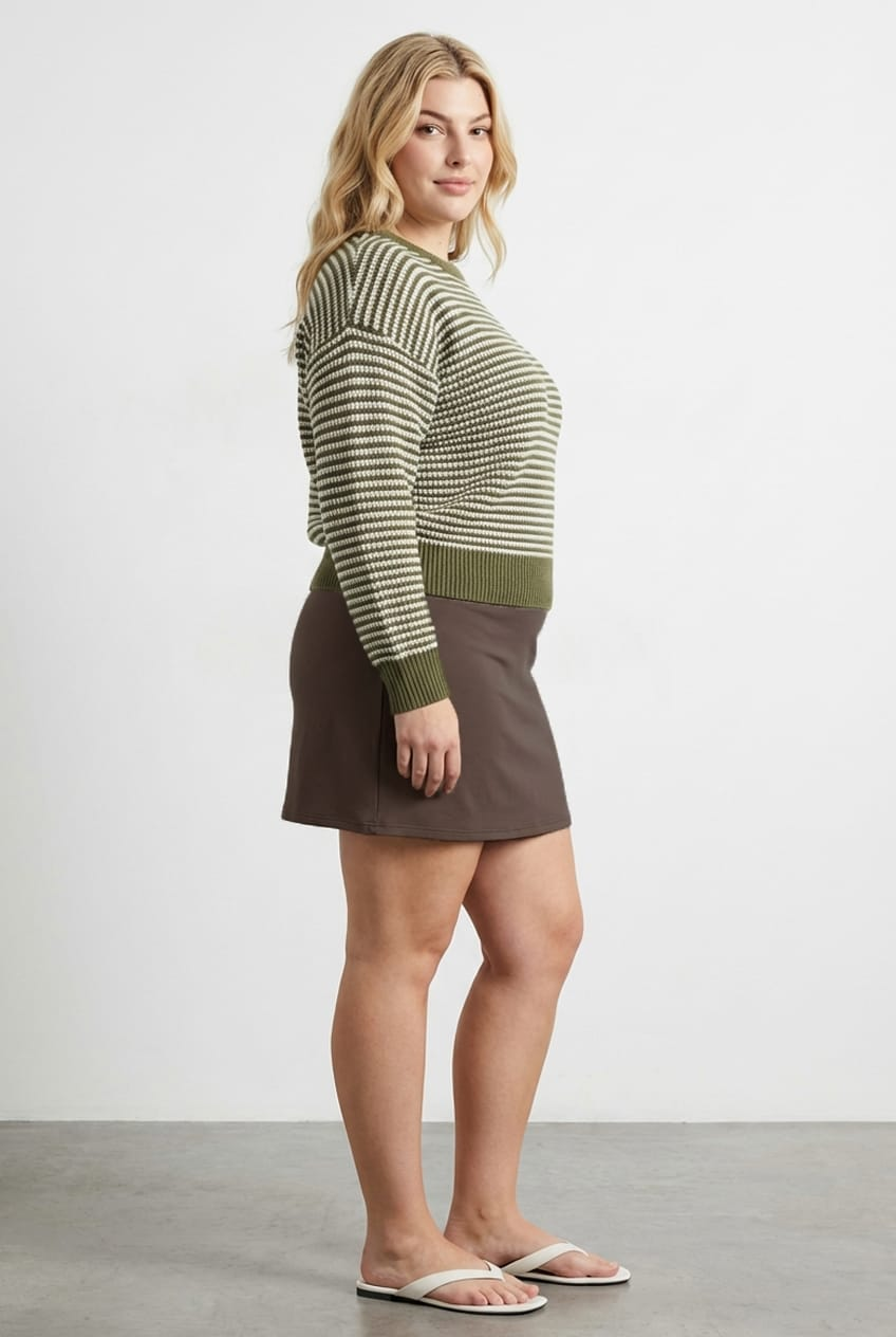 Brown Soft Touch Mini Skirt Slit for YouandAll Fashion