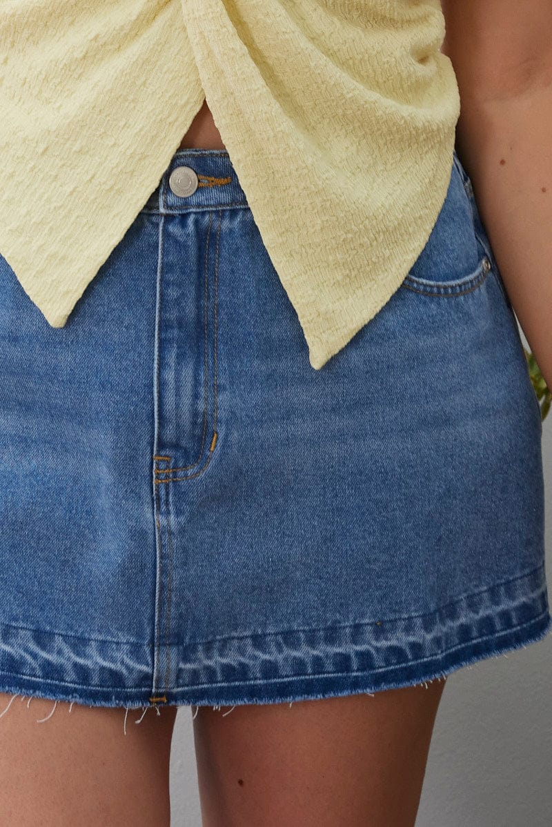 Denim Distressed Denim Mini Skirt for YouandAll Fashion