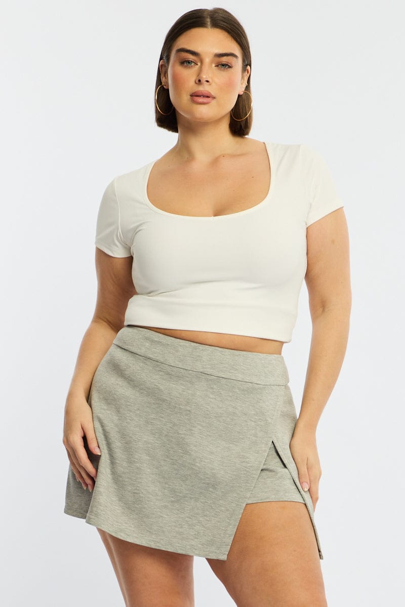 Grey Mini Skort With Slit for YouandAll Fashion