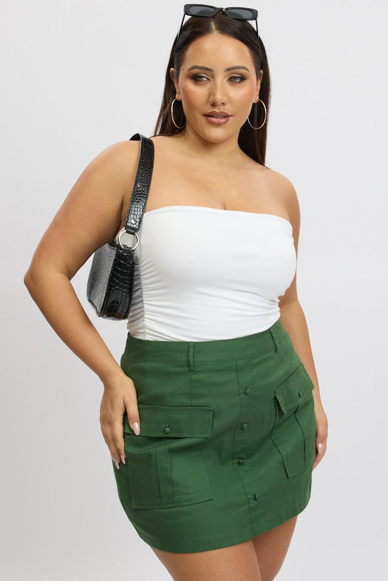 High waisted button up skirt plus size best sale