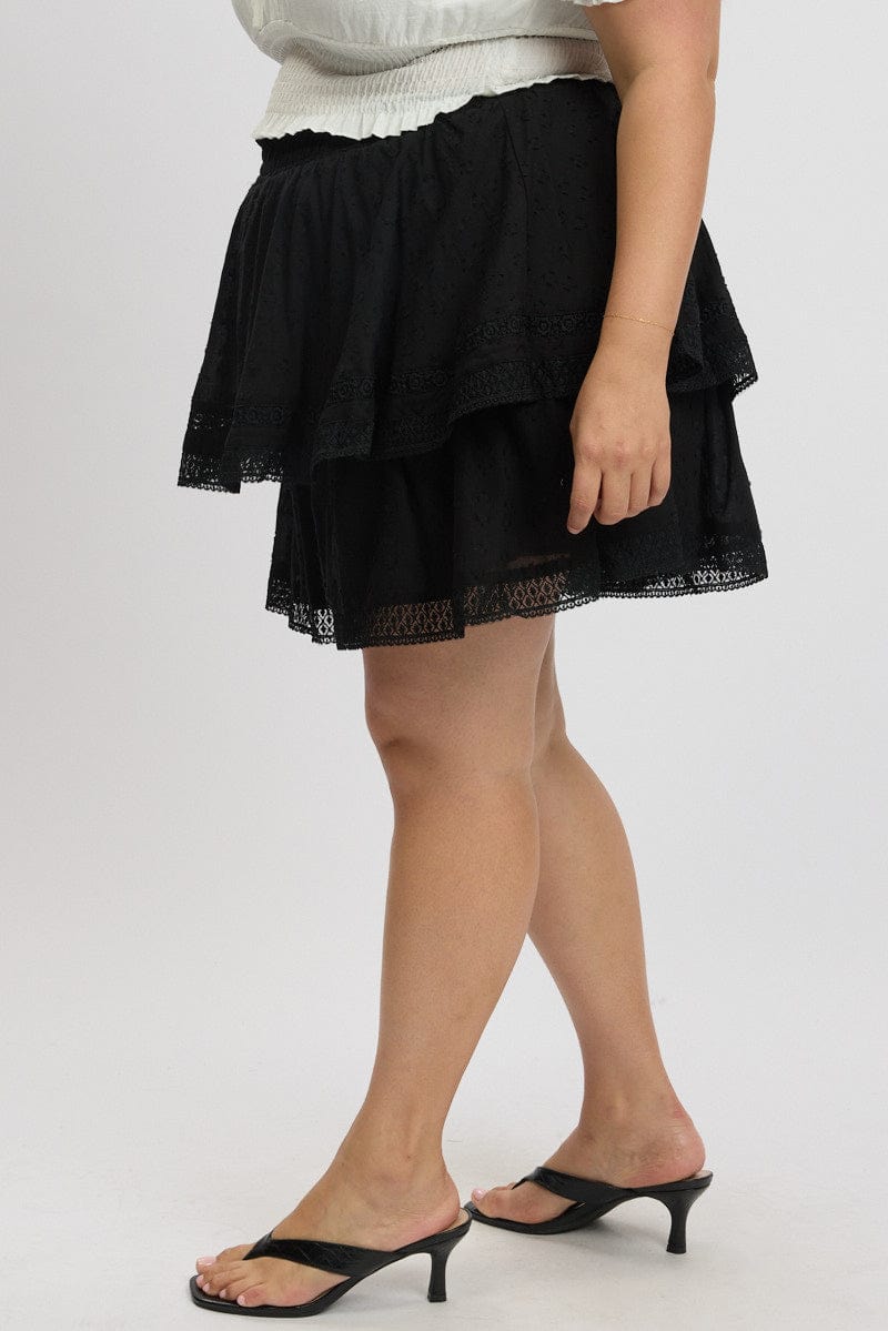 Black Mini Skirt Tiered for YouandAll Fashion