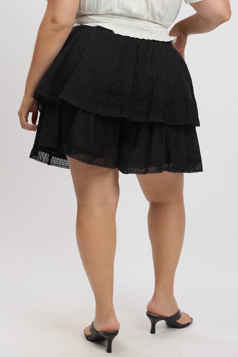 Black Mini Skirt Tiered for YouandAll Fashion