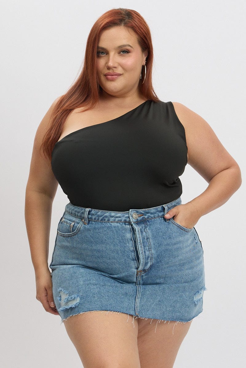 Denim Distressed Mini Skirt You All - Main Image