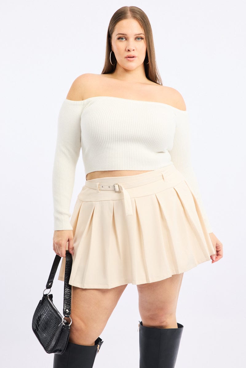 White Pleated Mini Skirt for YouandAll Fashion