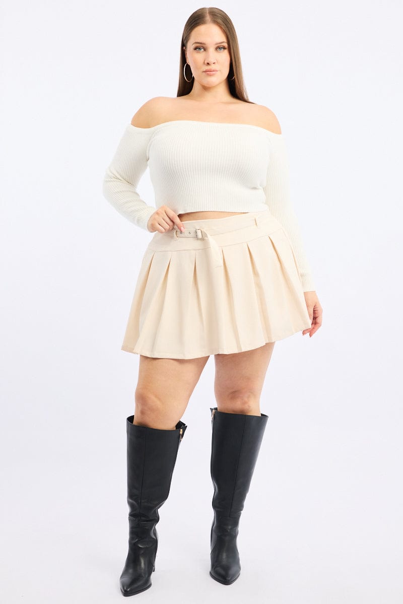 White Pleated Mini Skirt for YouandAll Fashion