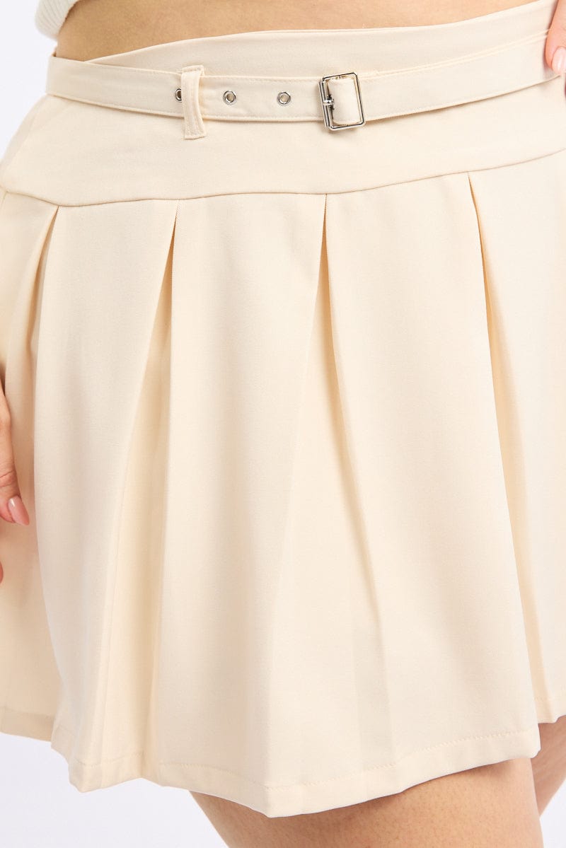White Pleated Mini Skirt You All - Main Image