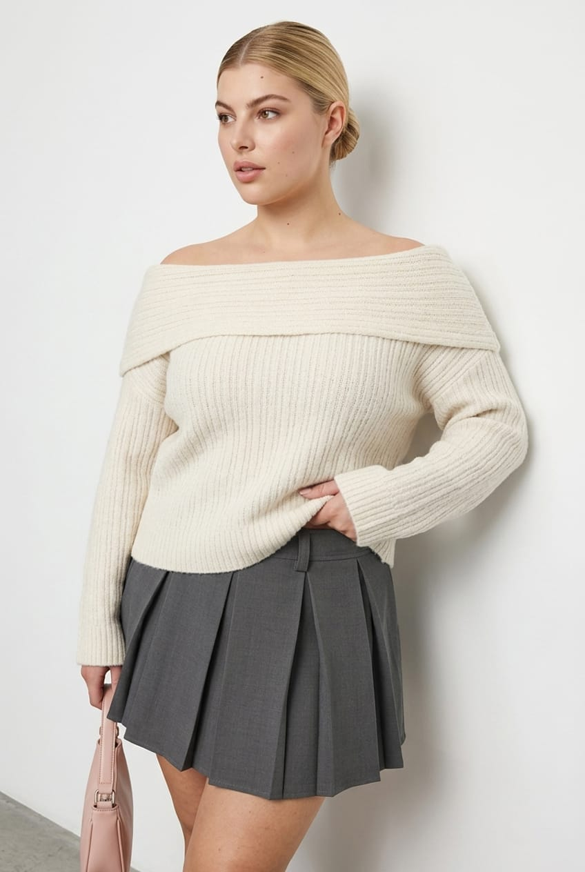 Grey Pleated Mini Skirt for YouandAll Fashion