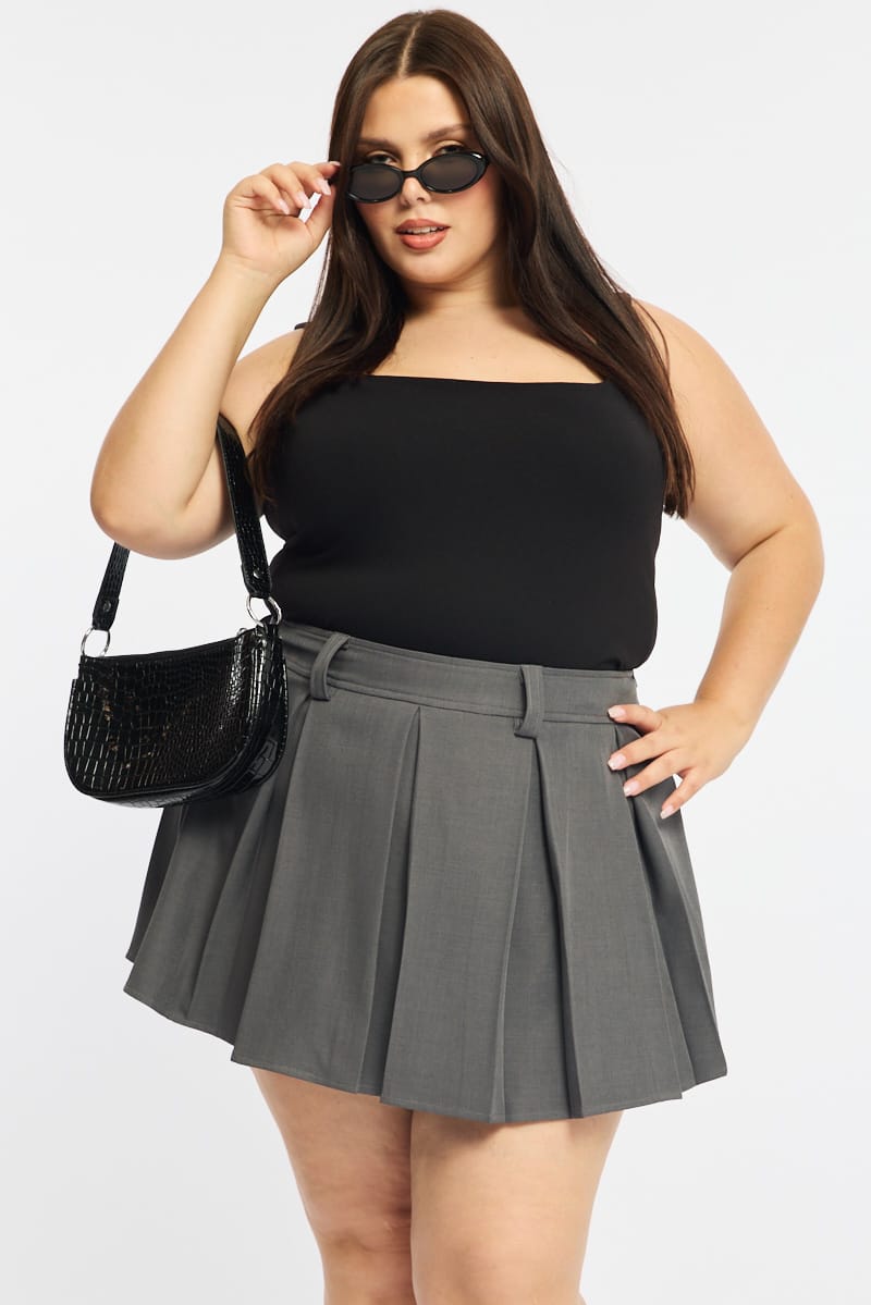 Grey Pleated Mini Skirt for YouandAll Fashion