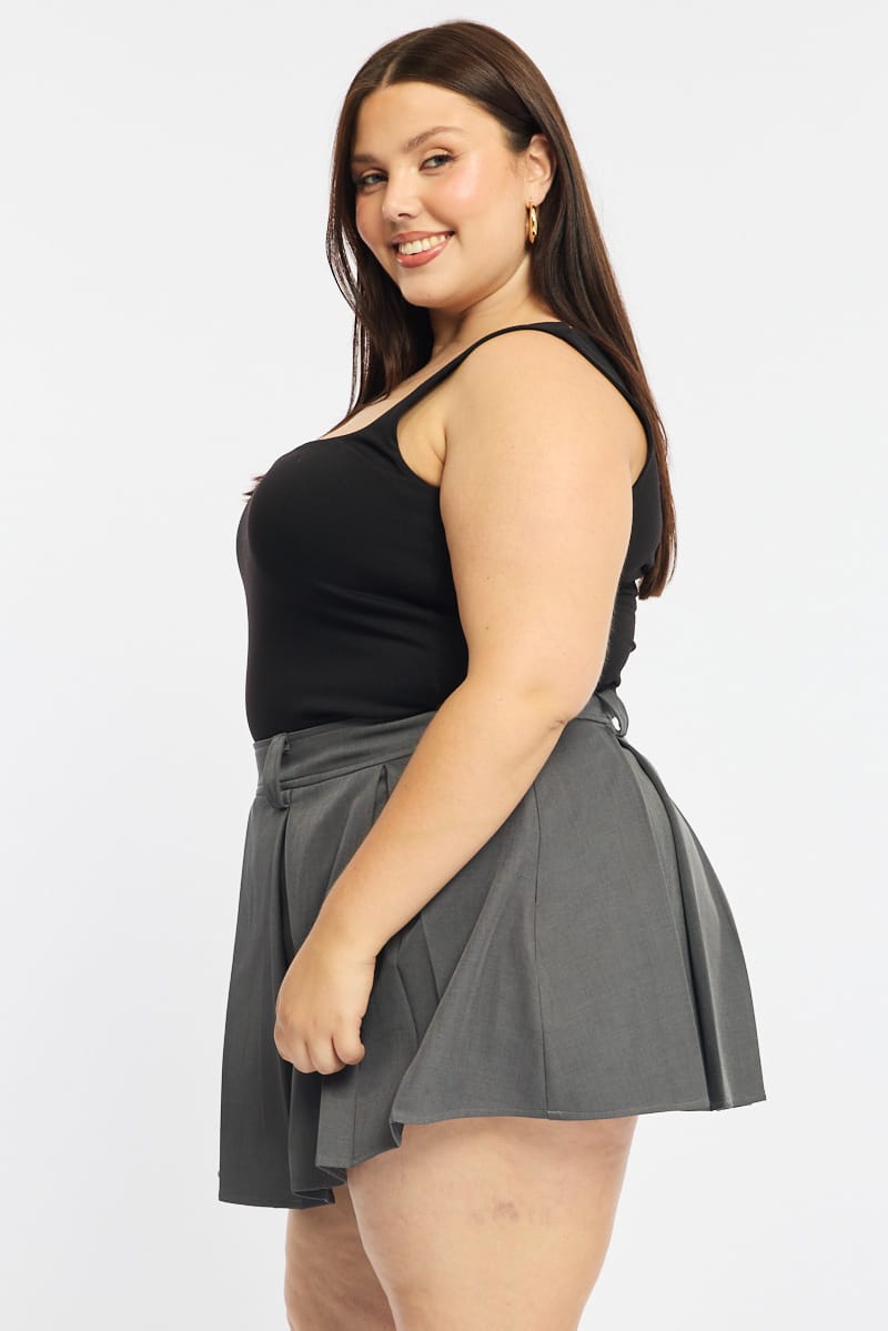 Grey Pleated Mini Skirt for YouandAll Fashion