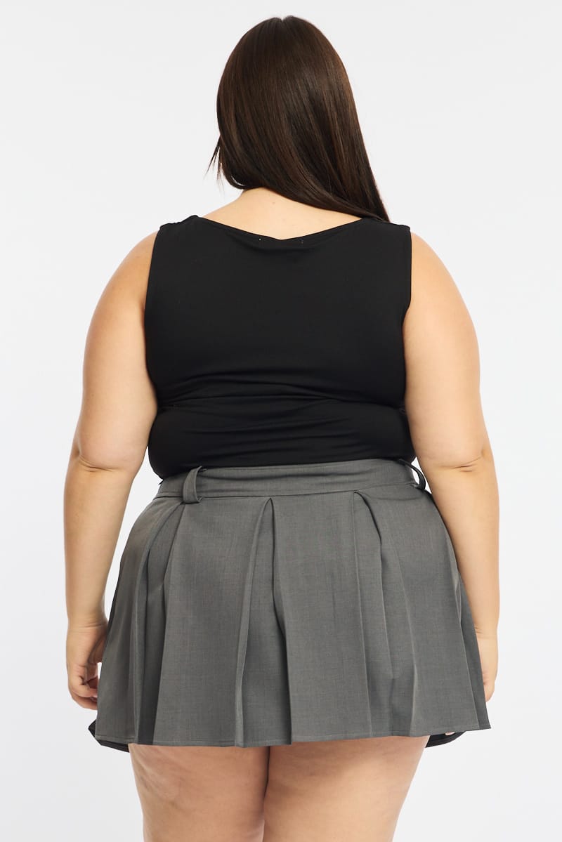 Grey Pleated Mini Skirt for YouandAll Fashion