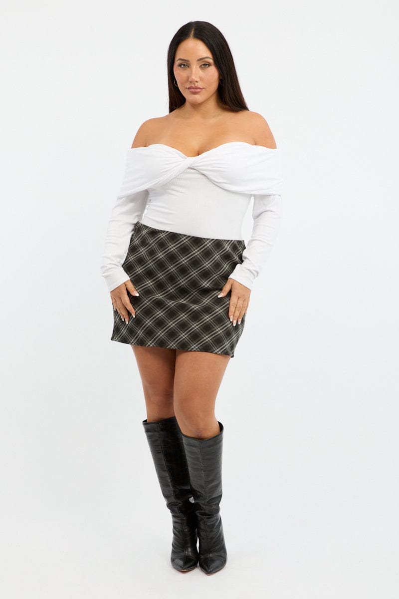 Black Check Mini Bias Skirt for YouandAll Fashion