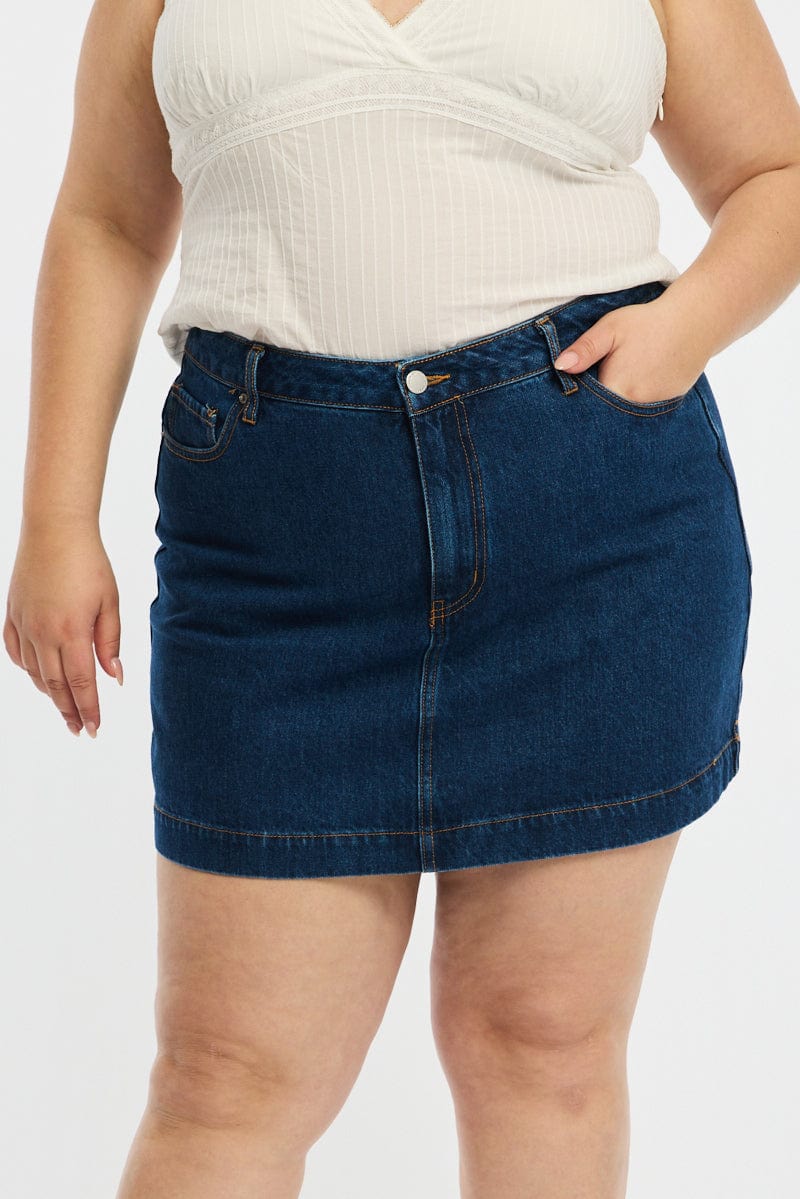 Denim Mini Skirt A-line for YouandAll Fashion