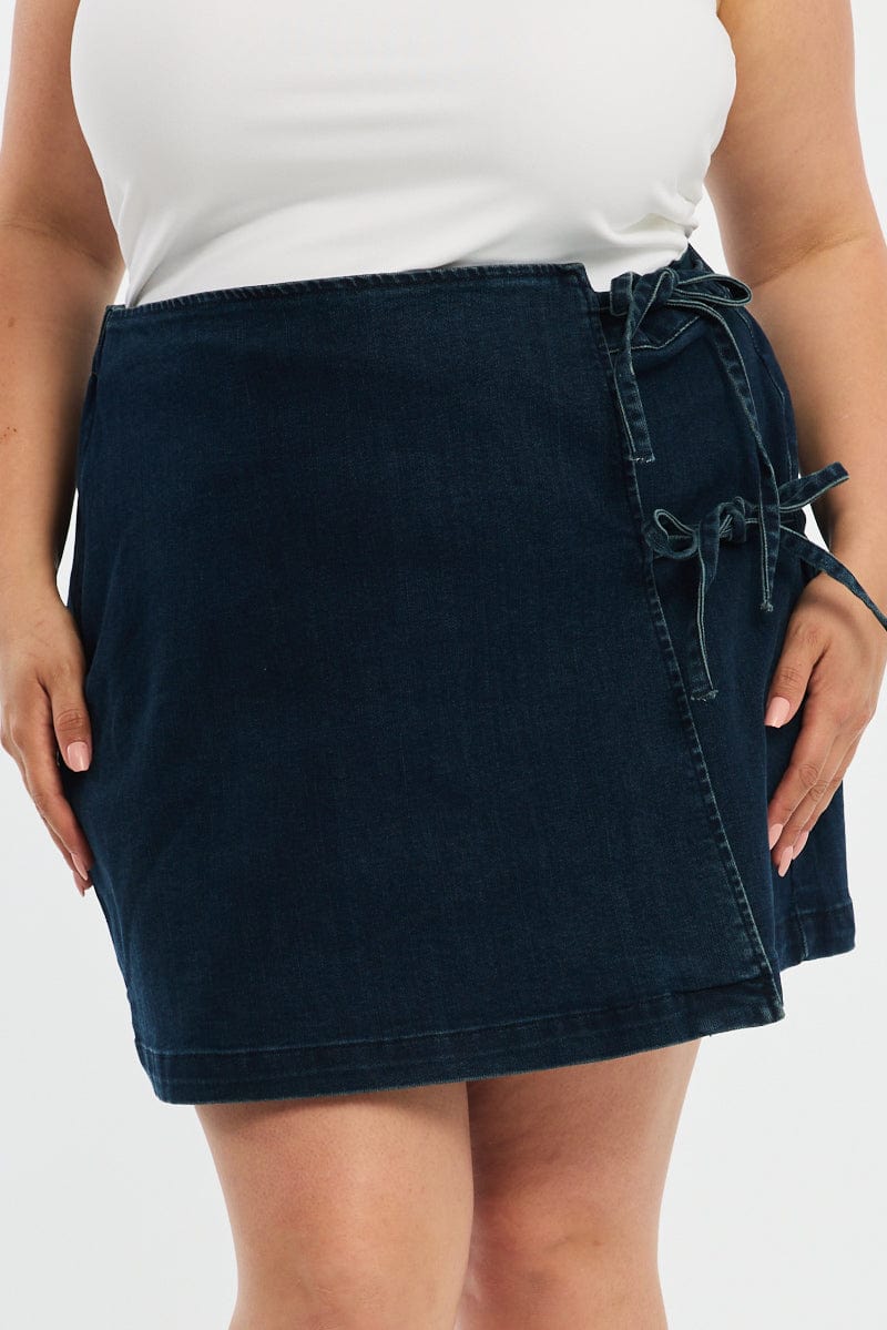 Denim Denim Skort Tie Front for YouandAll Fashion