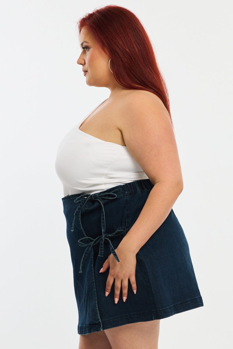 Denim Denim Skort Tie Front for YouandAll Fashion