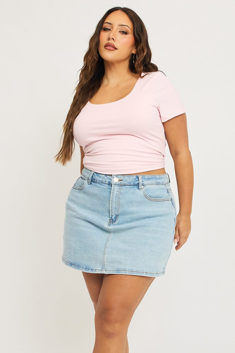 Denim Mini Skort Stretch Denim for YouandAll Fashion
