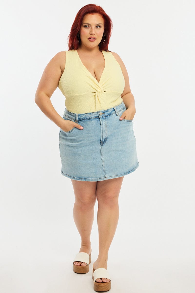 Denim Mini Skort Stretch Denim for YouandAll Fashion