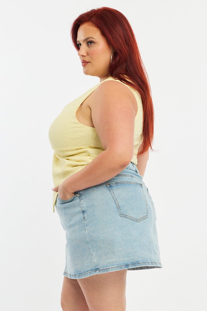 Denim Mini Skort Stretch Denim for YouandAll Fashion