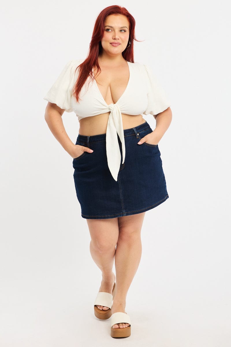 Denim Mini Skort Stretch Denim for YouandAll Fashion