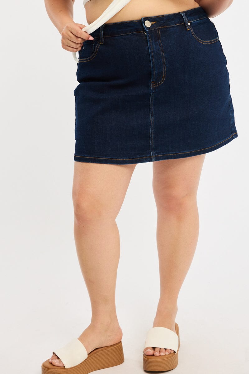 Denim Mini Skort Stretch Denim for YouandAll Fashion