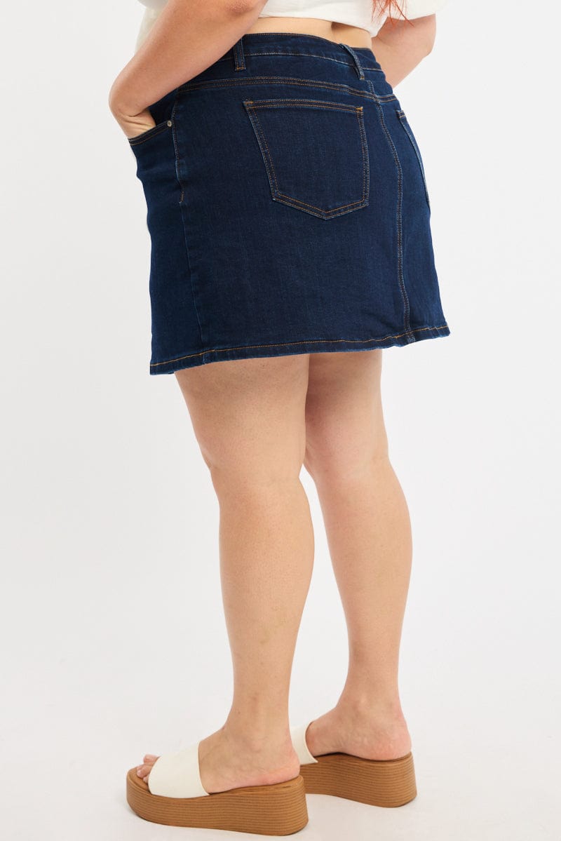 Denim Mini Skort Stretch Denim for YouandAll Fashion