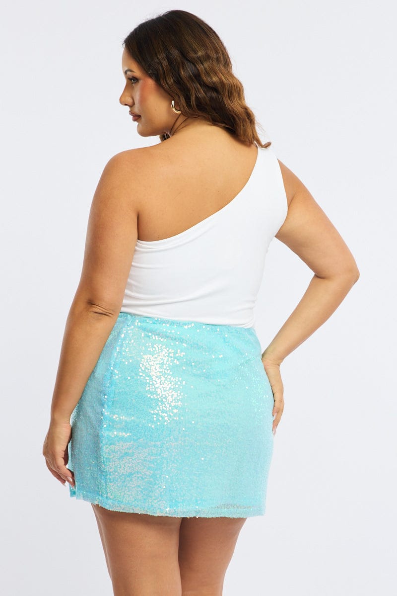 Blue Mini Skirt Sequin for YouandAll Fashion