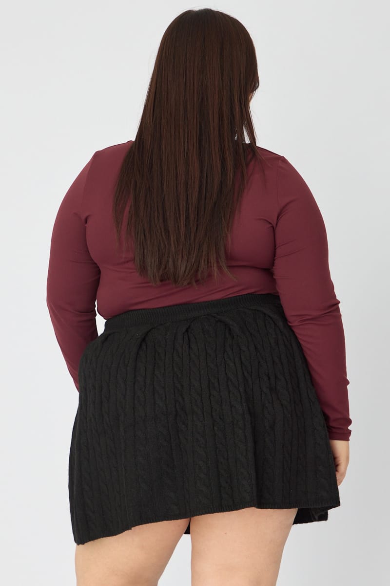 Black Knit Skater Skirt Mini Cable for YouandAll Fashion
