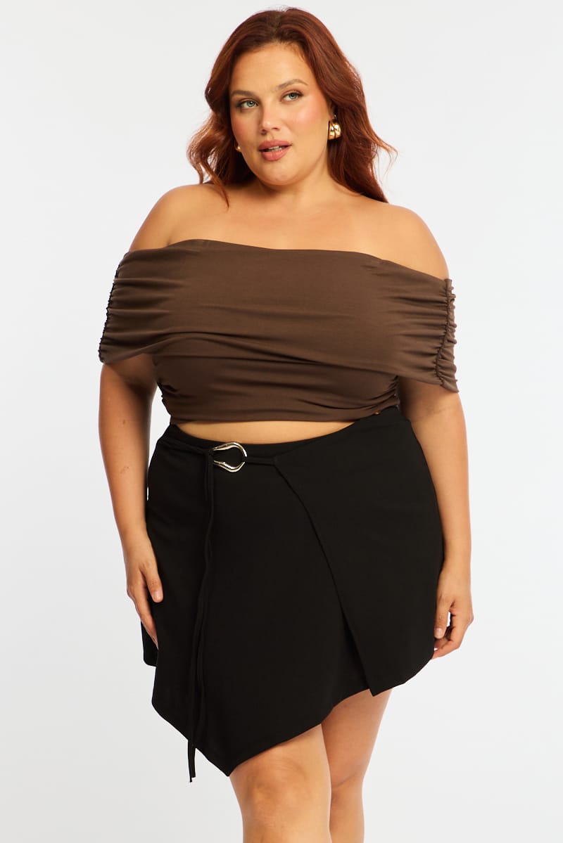 Black Mini Skirt Wrap Asymmetric Hem for YouandAll Fashion