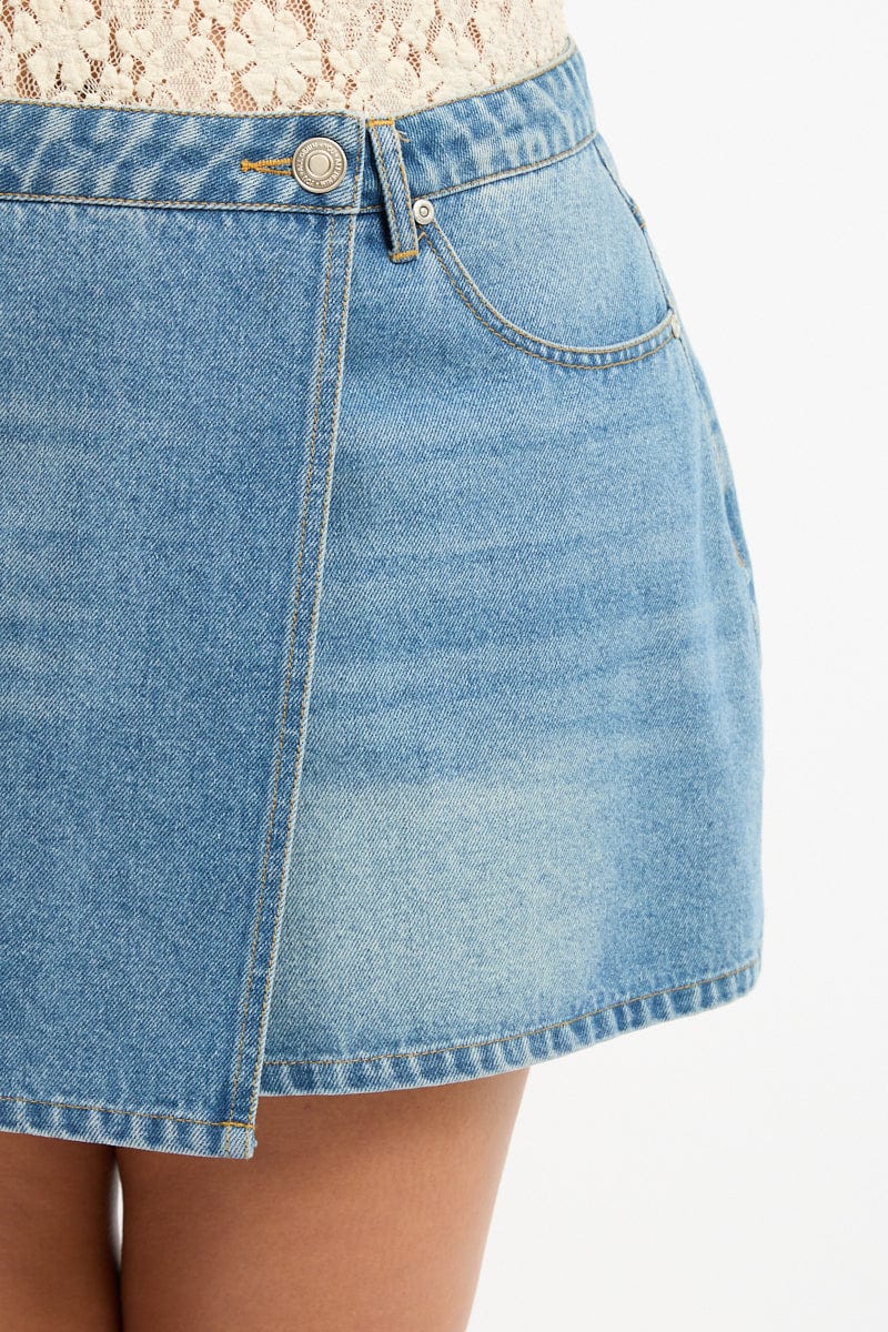 Denim Asymmetric Denim Skirt for YouandAll Fashion