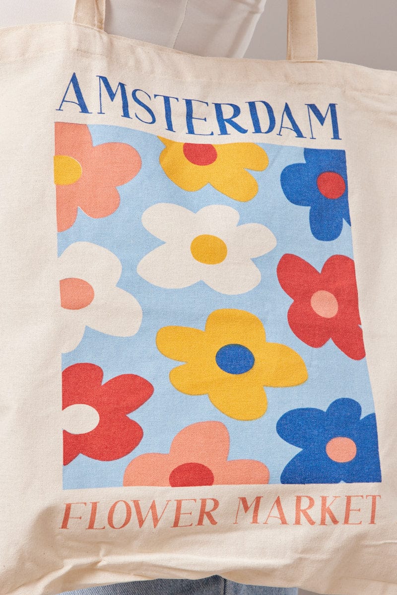 Multi Print Tote Bag Printed Amsterdam Flower Market for YouandAll Fashion