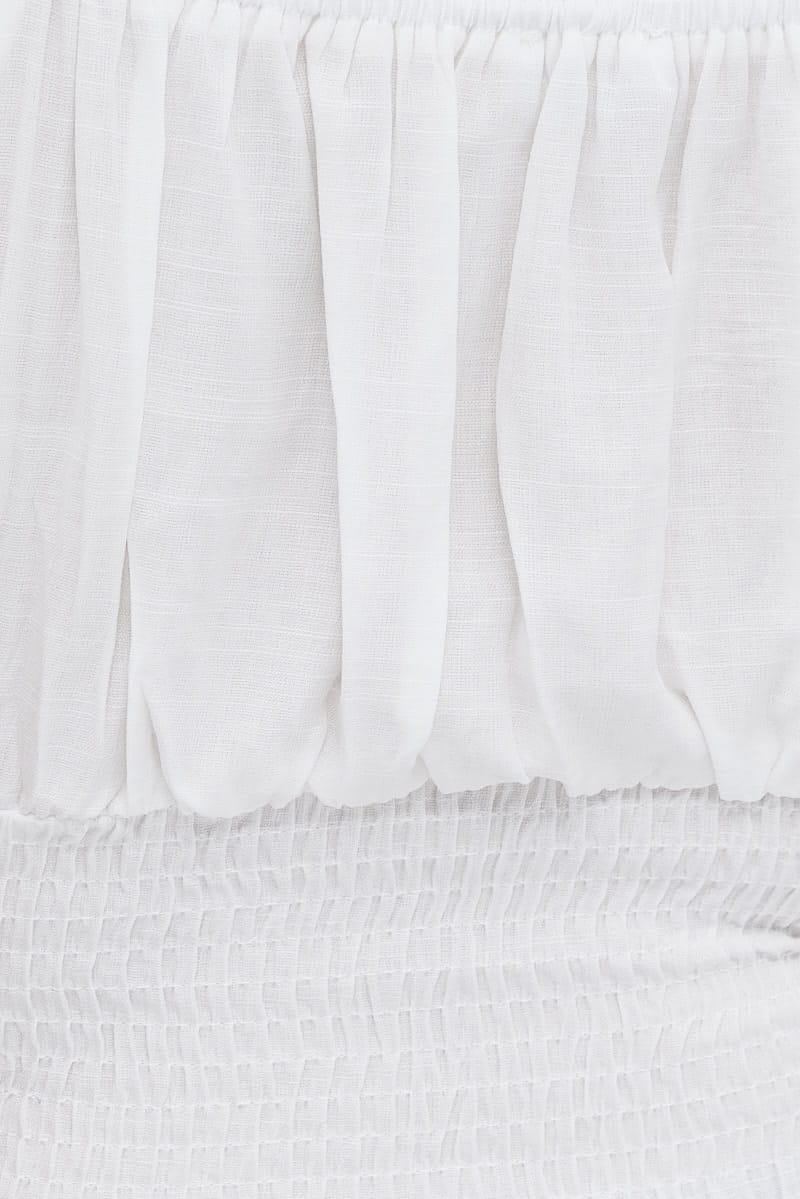 White Crop Top Short Sleeve Gathered Bust for YouandAll Fashion