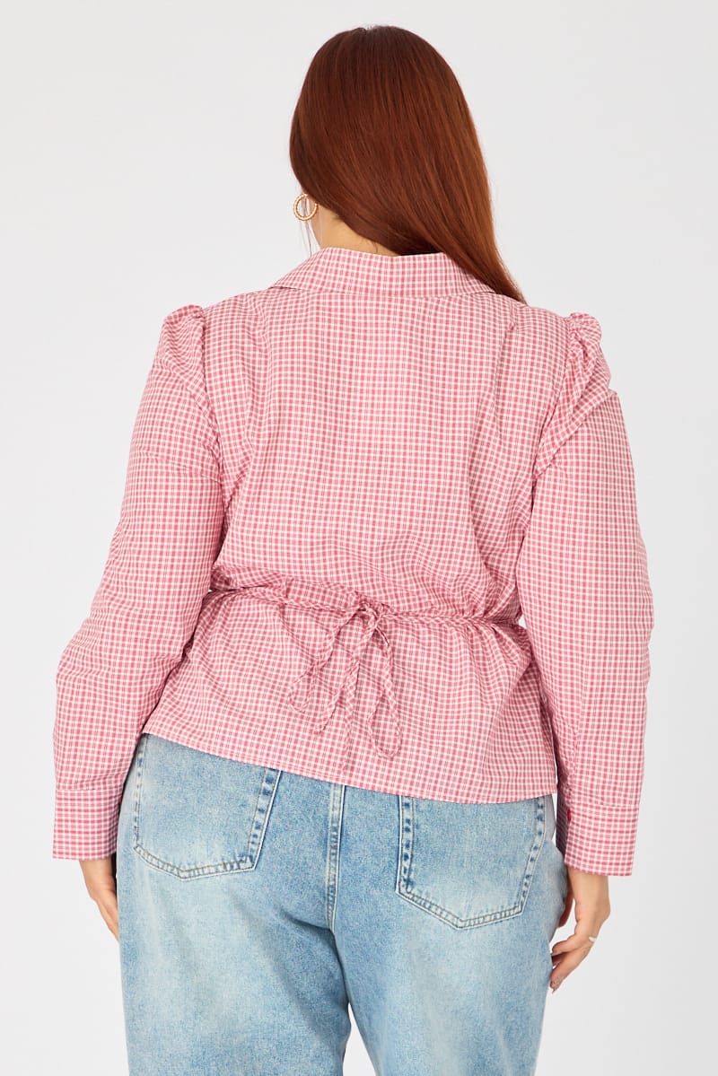 Red Check Shirt Long Sleeve Collar Button Up for YouandAll Fashion