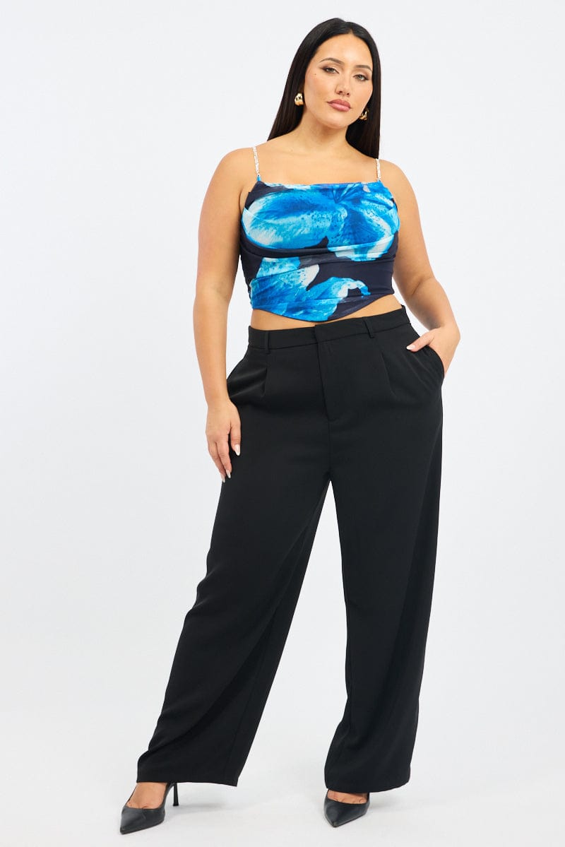 Blue Floral Cami Top Mesh Corset for YouandAll Fashion